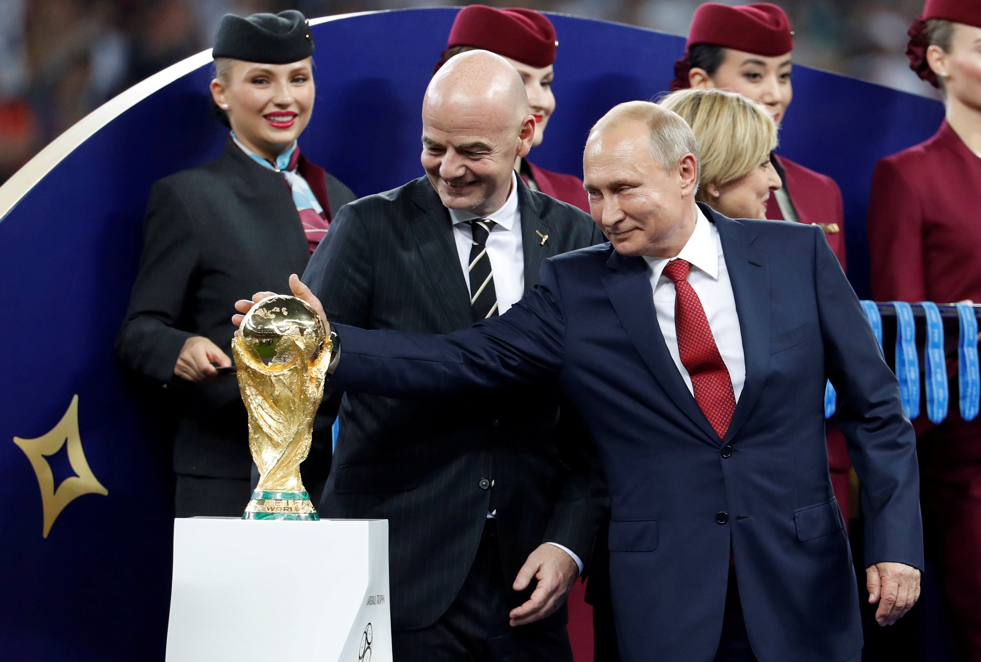 بوتين خلال استضافة روسيا لكأس العالم 2018 (رويترز)