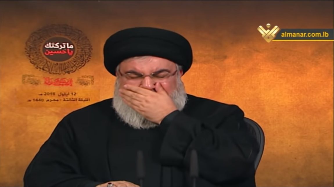 حسن نصر الله ينفجر باكياً في مشهد نادر بسبب جملة لم يستطِع إكمالها.. وأفخاي أدرعي يعلق على الفيديو