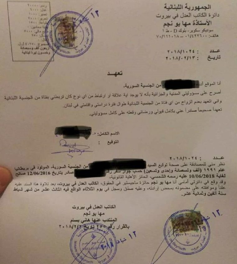 ممنوع على سوريين الارتباط بلبنانيات