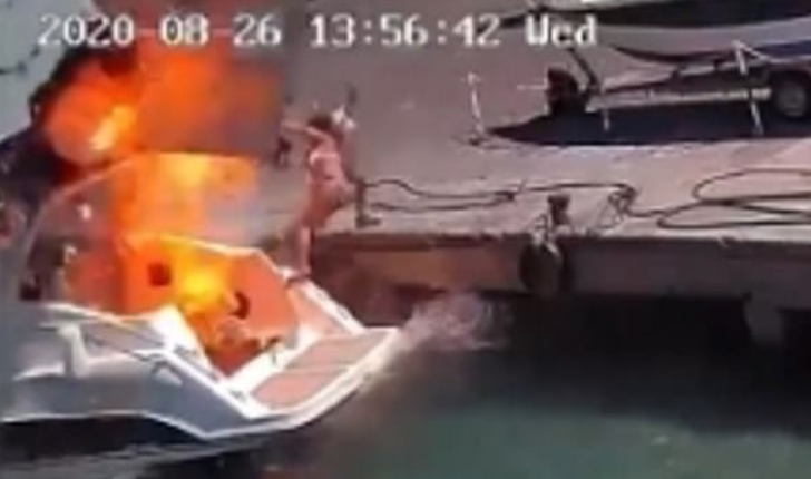 فيديو مرعب لعائلة تنجو من موت محقق.. كانوا على متن يخت، انفجر فقذف بالأم لأمتار بعيدة