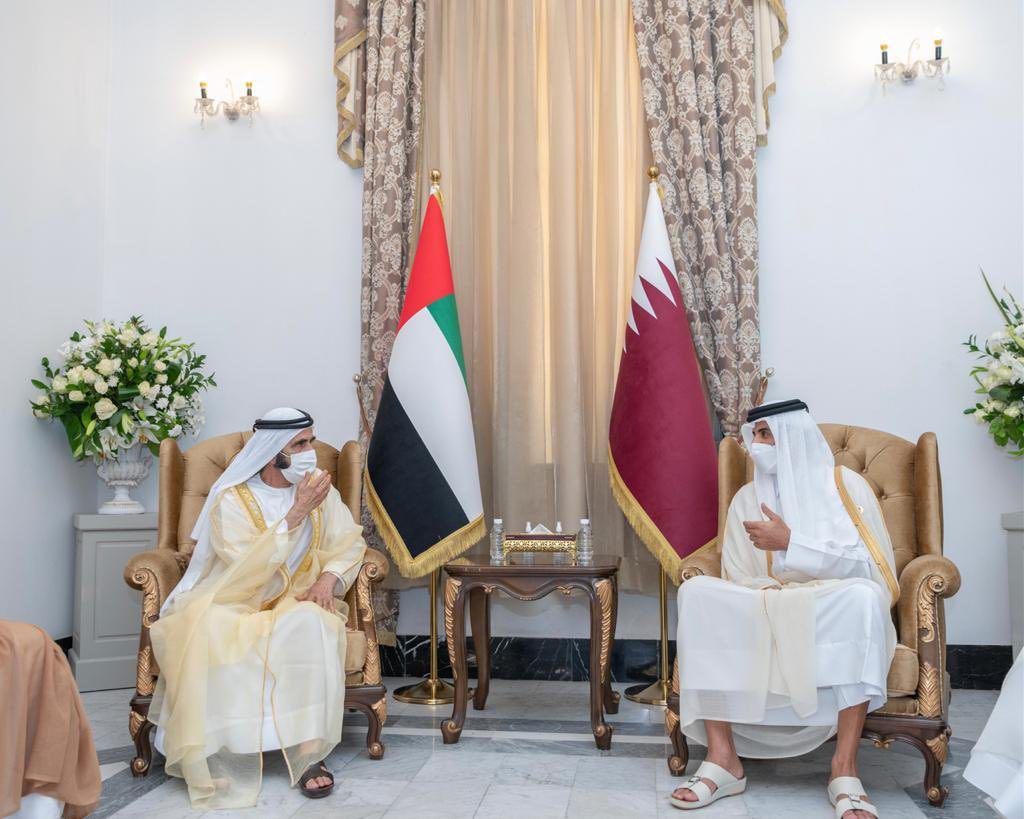لقاء “نادر” يجمع الأمير تميم والشيخ محمد بن راشد في بغداد.. حاكم دبي: أمير قطر شقيق وشعبها صهر