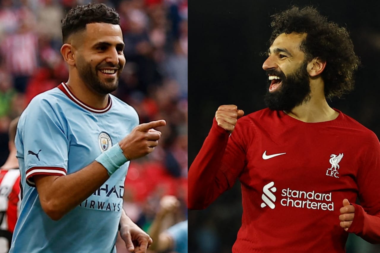منافسة بين محمد صلاح ورياض محرز في الدوري الإنجليزي (رويترز)