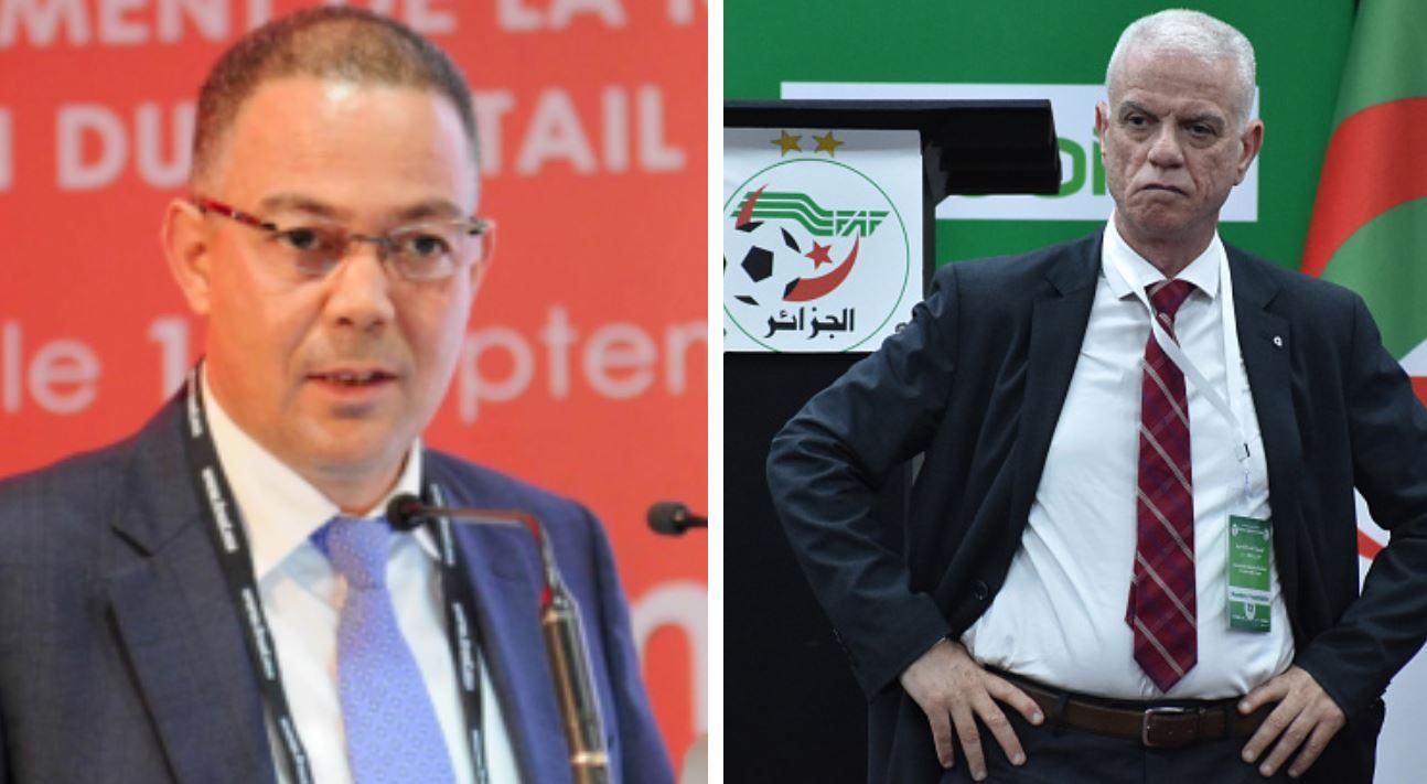 جهيد زفيزف رئيس الاتحاد الجزائري لكرة القدم وفوزي لقجع نظيره المغربي