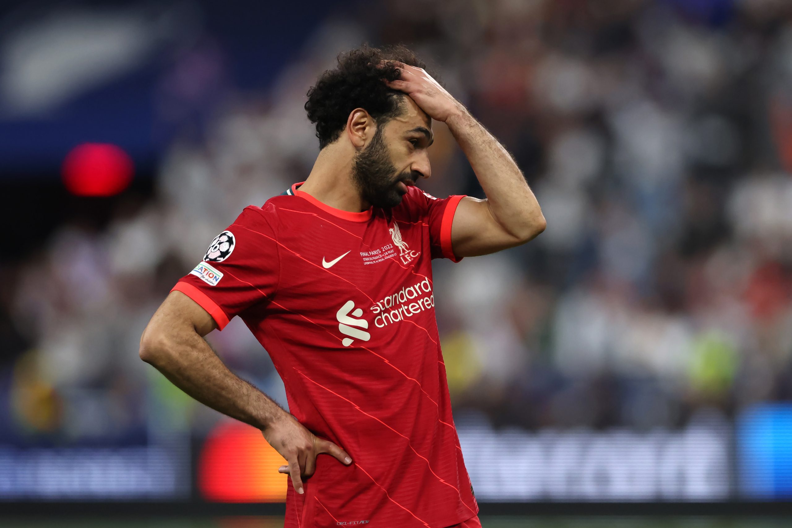 صلاح في نهائي دوري أبطال أوروبا أمام ريال مدريد في باريس/Getty Images)