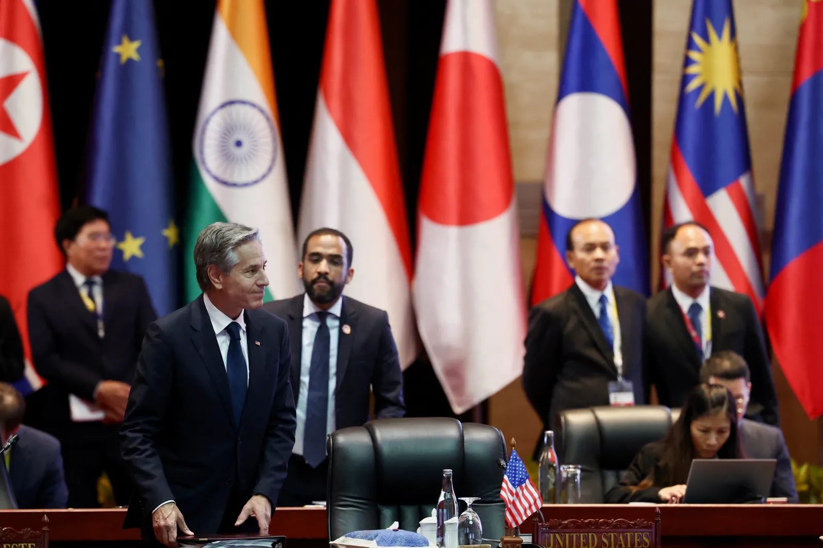 وزير الخارجية الأمريكي أنتوني بلينكين في المنتدى الإقليمي لرابطة دول جنوب شرق آسيا، فيينتيان، لاوس، يوليو 2024 / رويترز